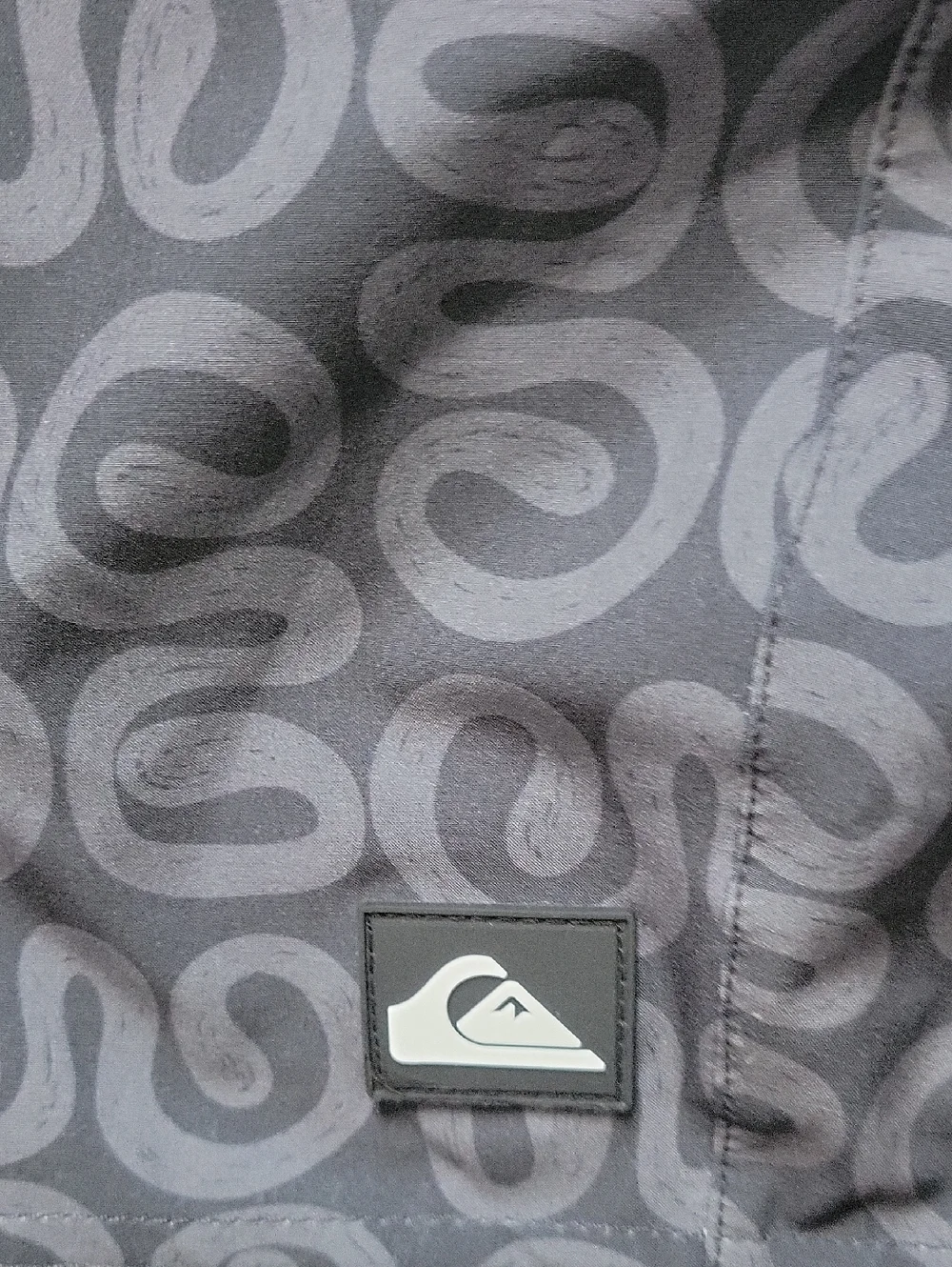 Quiksilver Men's Black and Charcoal Geometric Swim Trunks